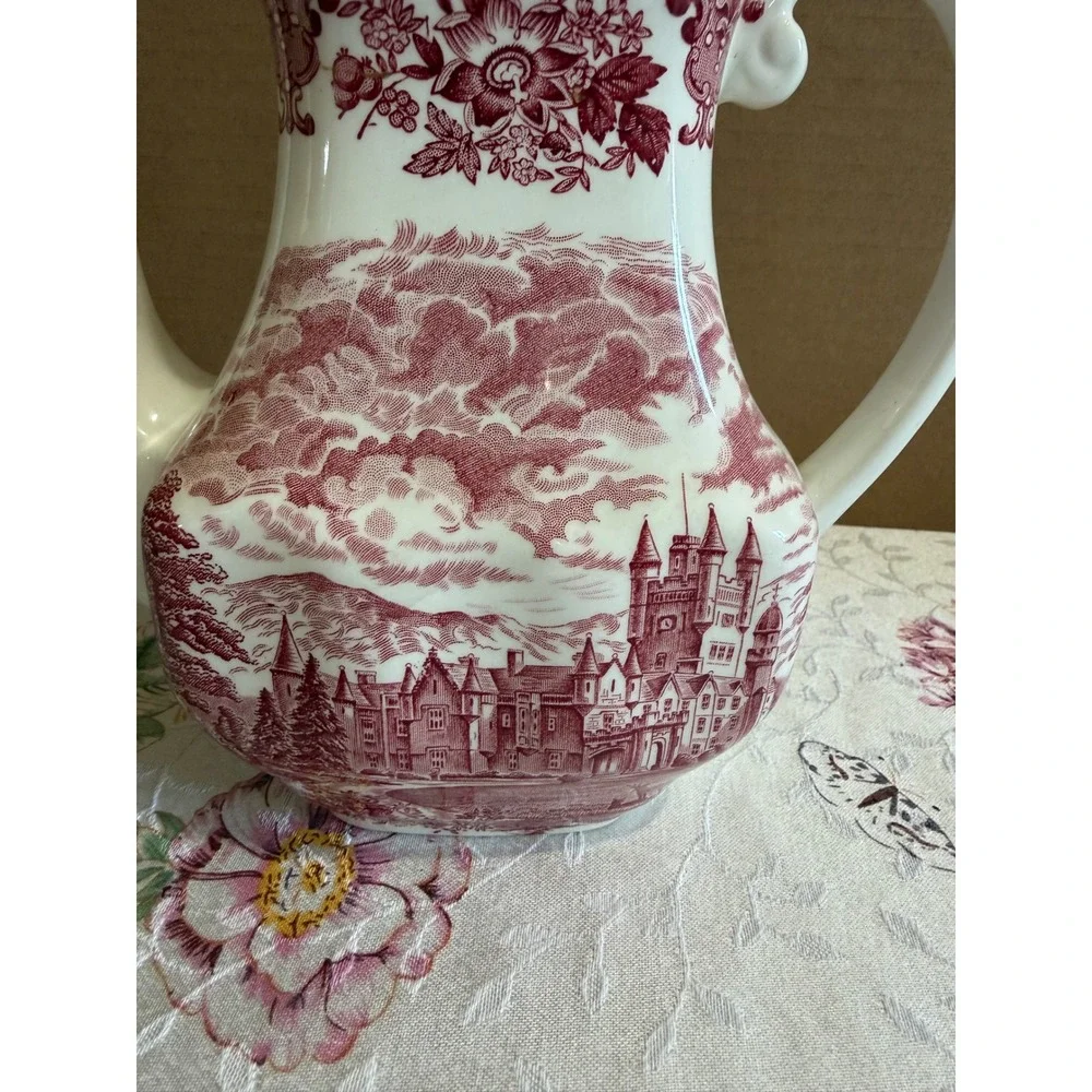 Enoch Wedgwood Royal Homes of Britain Coffee Pot Red Transferware BalmoralCastle
